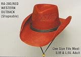 Red Crushable Straw Cowboy or Cowgirl Hat