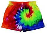 Rainbow tie dye exercise sport shorts cotton jersey available in adult and youth sizes