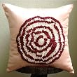 Rosy Rose - Throw Pillow Covers - Satin Pillow Cover with Satin Ribbon Embroidery