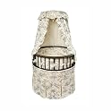 Elegance Round Baby Bassinet Toile Bedding- Black