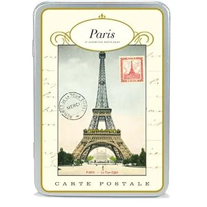 Paris Cavallini Carte Postale Tin of 18 Assorted Postcards, 2 of Each Design