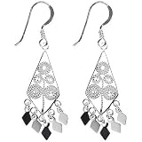 Sterling Silver Lace Diamond with Drops Earring