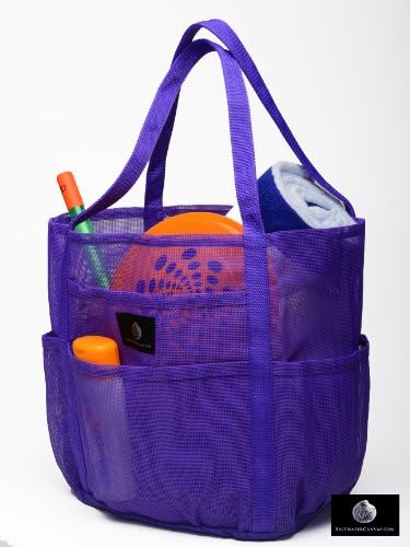 Beach & Gym Tote - Dolphin Bag - Purple Mesh - by Saltwater Canvas