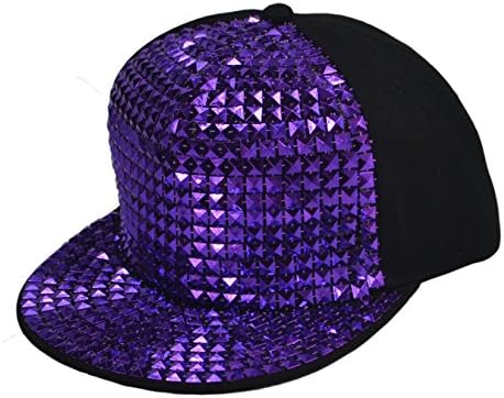 heymeiMen/Women Bling Baseball Caps with Ponytail Hole, Sequin Ball Hat for Disco/Hip Hop/Punk Rock/Party H_H-M-2