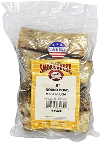 Smokehouse 100-Percent Natural 5 Inch Round Bone Dog Treats, 4-Pack