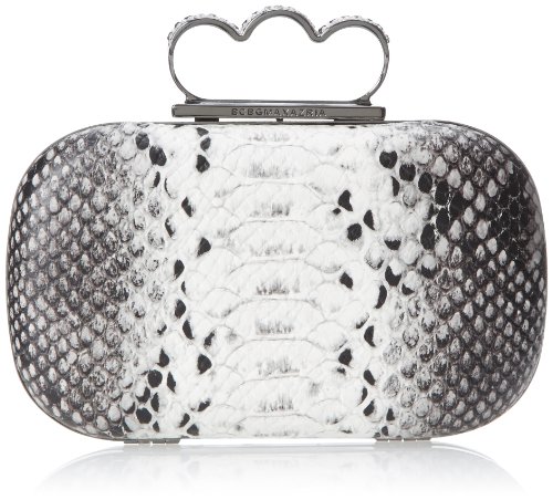 BCBG Kingsley Pave Crystal Knuckle-Duster Clutch Evening Bag,Black/White Combo,One Size