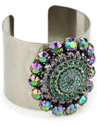 Sorrelli "Emerald City" Bold Crystal Starburst Silvertone Cuff Bracelet