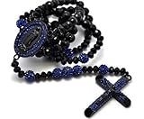 IMAGE OF Disco Ball Cross Faux Shamballa Rosary Necklace XC194BK-BK-BL