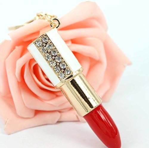 Lipstick Rouge Lovely Crystal Rhinestone Charm Pendant Purse Bag Key Chain Gift