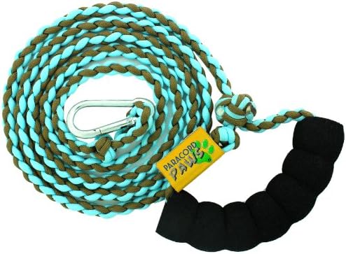 Paracord Paws Adjusting Multifunction Glow-in-The-Dark Walking Leash for Dogs, Blue/Olive Green