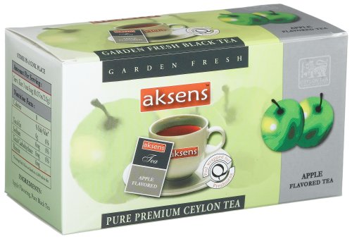 Aksens Pure Premium Ceylon Tea, Apple, 25-Count Teabags, 1.7-Ounce Boxes (Pack of 10) by Akens