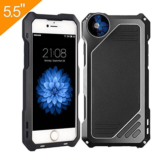 eFond Optic Pro Lens, Metal Heavy Duty Protection Cover for iPhone 6/6S Plus (5.5 inch) with Three Camera Lens - Fisheye Lens - Wide Angle Lens - Macro Lens [Black]