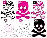 Skull Wall Stickers / Decals PINK and Zebra Print
