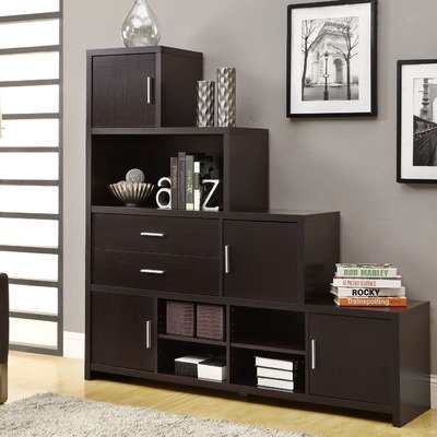Monarch Specialties Hollow-Core Left or Right Facing Step Bookcase, Cappuccino On Sale