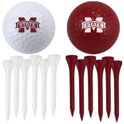 Mississippi State Bulldogs Two Golf Balls And Twelve Tees Set
