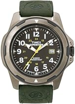 Timex Mens Expedition Dark Green Leather Strap Watch - T49271PF