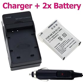 eForCity TWO EN-EL12 Replacement Battery + Battery Charger FOR Nikon CoolPix S1000pj / S610 / S610c / S620 / S630 / S640 / S70 / S710 / S8000/S800c Digital Camera