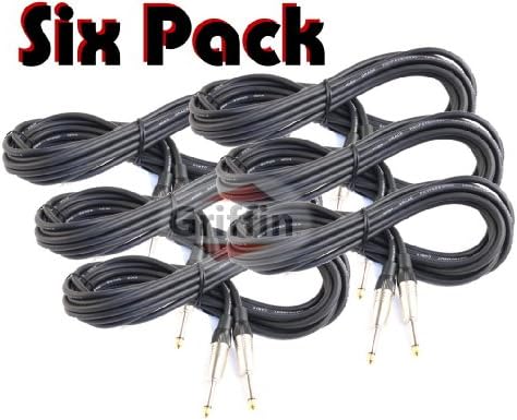 6 Pack Guitar Instrument Music Cables Cord 1/4" 20' FT Griffin