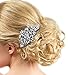 EVER FAITH® Austrian Crystal Cream Simulated Pearl Bridal Leaf Hair Comb Clear