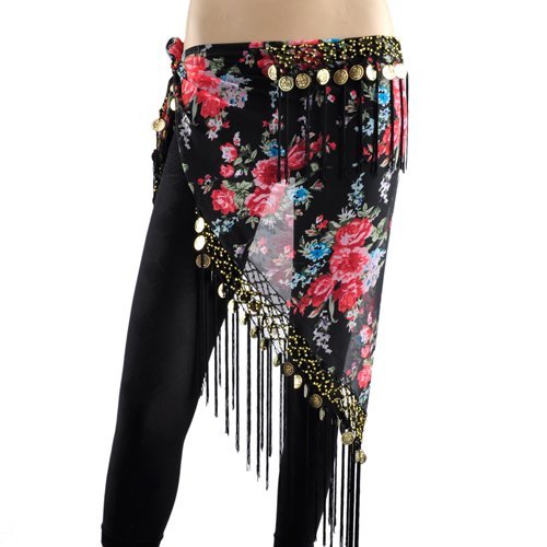 BellyLady Dancing Hip Scarf & Shawl,Gold Coins Deluxe V-Shape