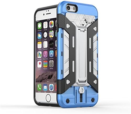 Iphone 6S Case,SJP Heavy Duty Armor Protective Cover Shock Resistant Case for Iphone 6S Bumper Back Case With KickStand (Silver&amp;Blue)