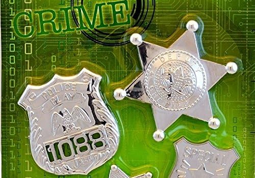 Pretend Play FBI Badges Set of 6 Silver