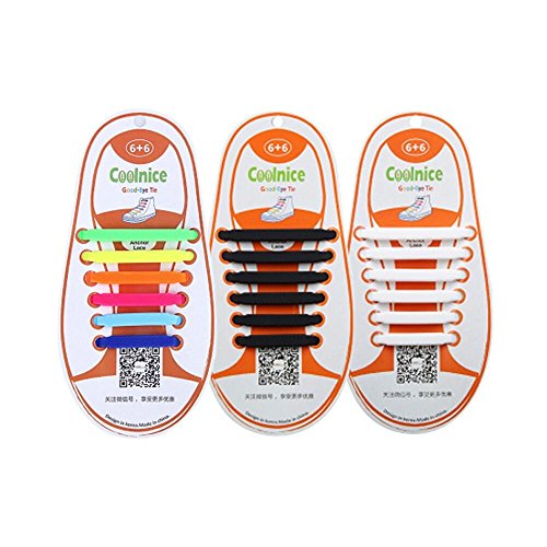 The Elastic Tie-free and Wash-free Silicone Shoelaces (Colorful Black and White)
