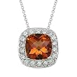 1/3ctw Diamond and Citrine (8 x 8 mm) Pendant in 14k White Gold (HI/I1)