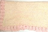 Bk9, Knitted on Hand Knitted Machine Pink and Ivory Two Ply Chenille Finished By Hand Crochet with Pink Infant Girls Blanket