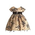Lito Toddler Girls Gold Floral Christmas Holiday Dress Girl 4T