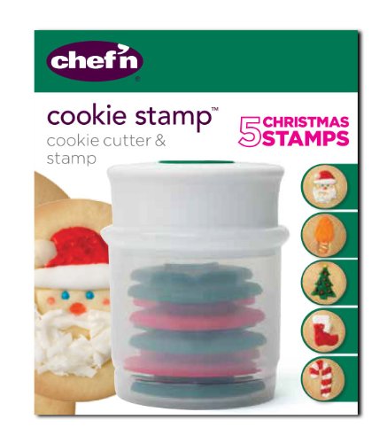 Chef'n Christmas Cookie Stamp and Cutter Set, Iconic Holiday Shapes