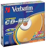 Verbatim CDRW-80 (8x-12xx) 5pk Slim Jewel Case - hi-speed coloured
