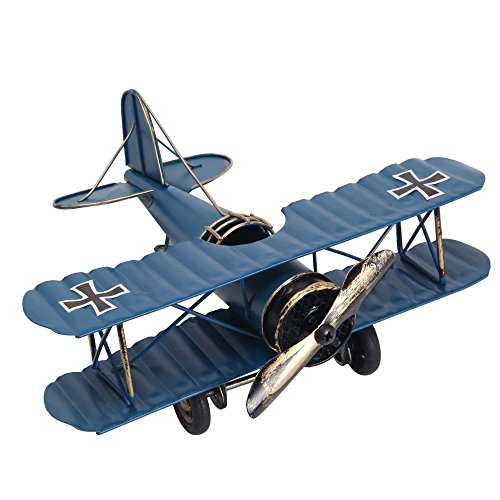 niceeshop(TM) Retro Aircraft Metal Biplane Model Home Study Room Decorations (Blue)