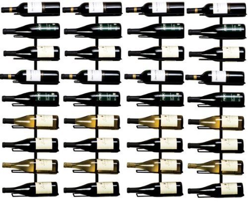 See Set of 4 Wall Mounted 9 Bottle Black Wrought Iron Wine Racks - 36 Total Bottles
