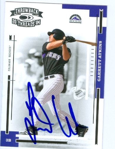 Garrett Atkins Autographed/Hand Signed MLB Baseball Card (Colorado Rockies) 2004 Donruss Throwback T
