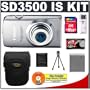 Canon PowerShot SD3500 IS Digital ELPH Camera (Silver) + 16GB Card + Case + NB-6L Battery + Accessory Kit