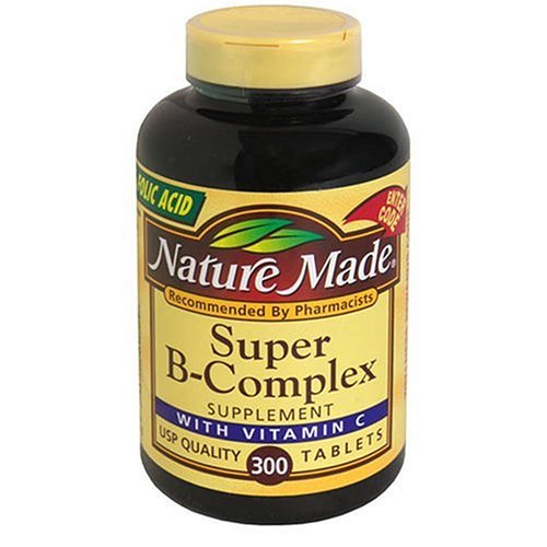 Nature Made Super B-Complex Supplement Tablets with Vitamin C, 300-Count Bottles (Pack of 2)