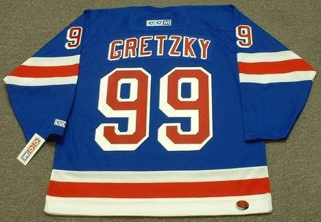 WAYNE GRETZKY New York Rangers 1999 CCM Throwback Away Hockey Jersey, XL