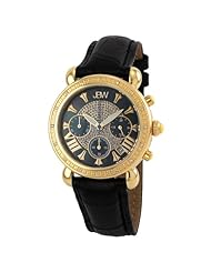 JBW Womens JB-6210L-F "Victory" Combo Black Leather Diamond Watch