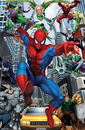 Spider-Man (Chased by Villians) Art Poster Print - 24