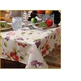 European White Fruit 19121 Tablecloth Beige 60" Round