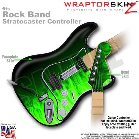 Fire Green WraptorSkinz Skin fits Rock Band Stratocaster Guitar for Nintendo Wii, XBOX 360, PS2 & PS3 (GUITAR NOT INCLUDED)
