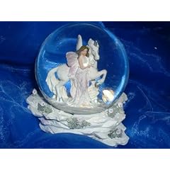 Traum Schneekugel/Glimmerkugel Elfe auf Einhorn