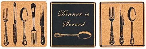 Trivet Set Hot Pad Utensils Pattern Set of 3 Cork