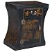 Handmade Oriental Furniture - 24" Antique Style Black Leather Hourglass End Table