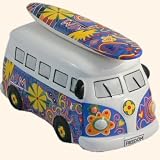 VW Camper Van Flower Power surfer money box