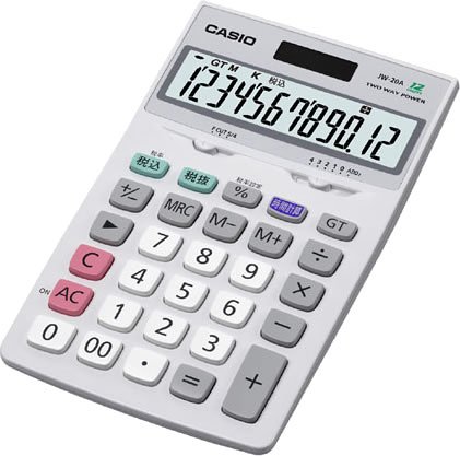 CASIO ジャストタイプ電卓 12桁 JW-20A-N (エコ仕様 特大表示時間計算)