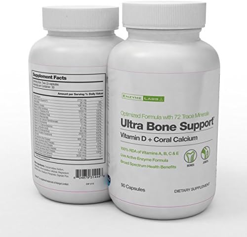 Enzyme Labs Ultra Bone Support Vitamin D3 With Coral Calcium Aquamin®Calcium;2000IU Vitamin D3 Per Serving,90 Capsules 30 Day Supply!