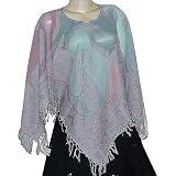 Womens Poncho Outerwear Wool in Jacquard Design 40 x 40 inches (pnch241)