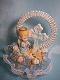 Baby Boy Angel with Cross Baby Shower Christening Cake Top Centerpiece Decoration